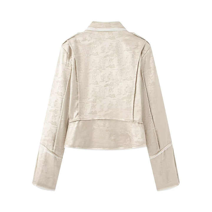 Damen Ornamentale Militärjacke aus Jacquard mit asymmetrischer Zierknopfleiste Drune