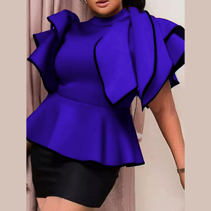 Damen Peplum-Top mit ausgefallenen Rüschen und asymmetrischem Schnitt Drune
