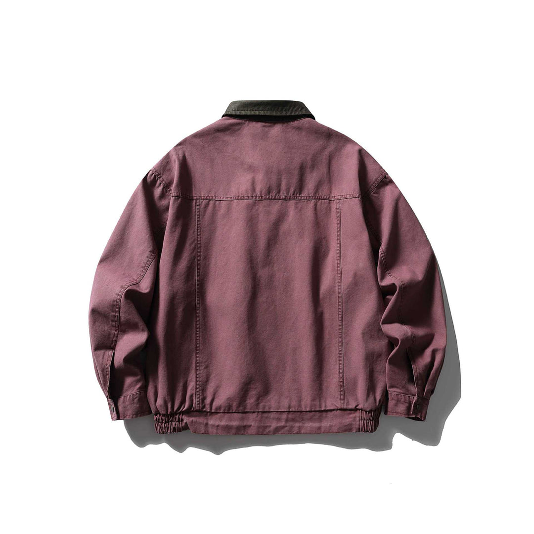 Herren kastig geschnittener Canvas‑Blouson mit kontrastierendem Lederkragen und elastischem Saum Drune