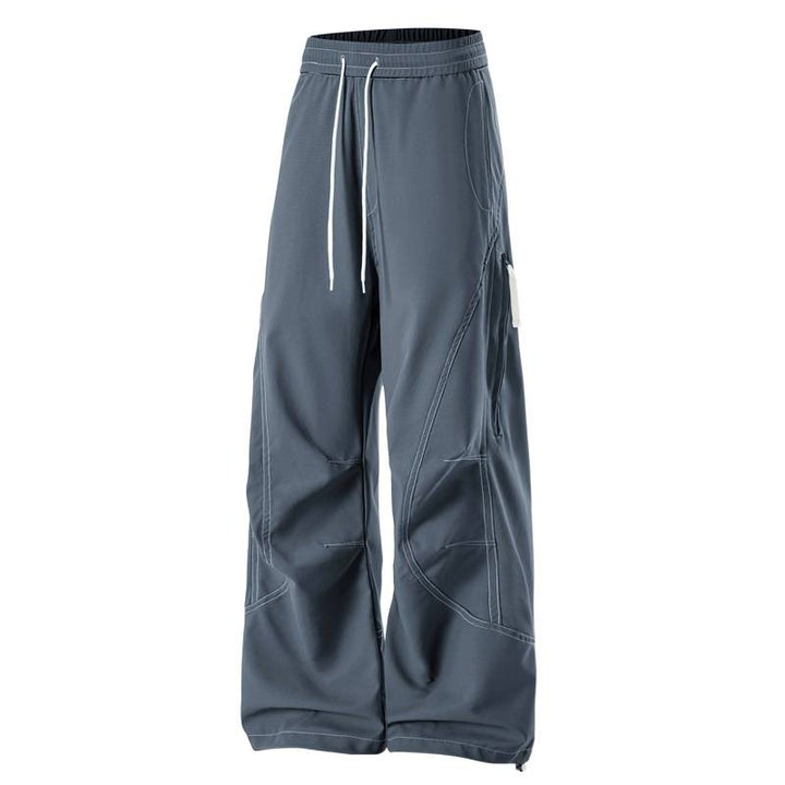 Herren Baggy Cargohose mit Elastikbund, Multifunktionstaschen und verstellbarem Saum Drune