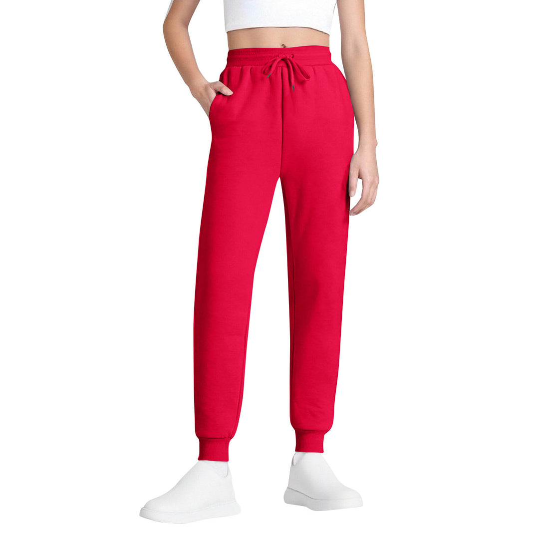 Damen nan schlanke hochgeschnittene Jogginghose mit Tunnelzug, Eingrifftaschen und Bündchen Drune
