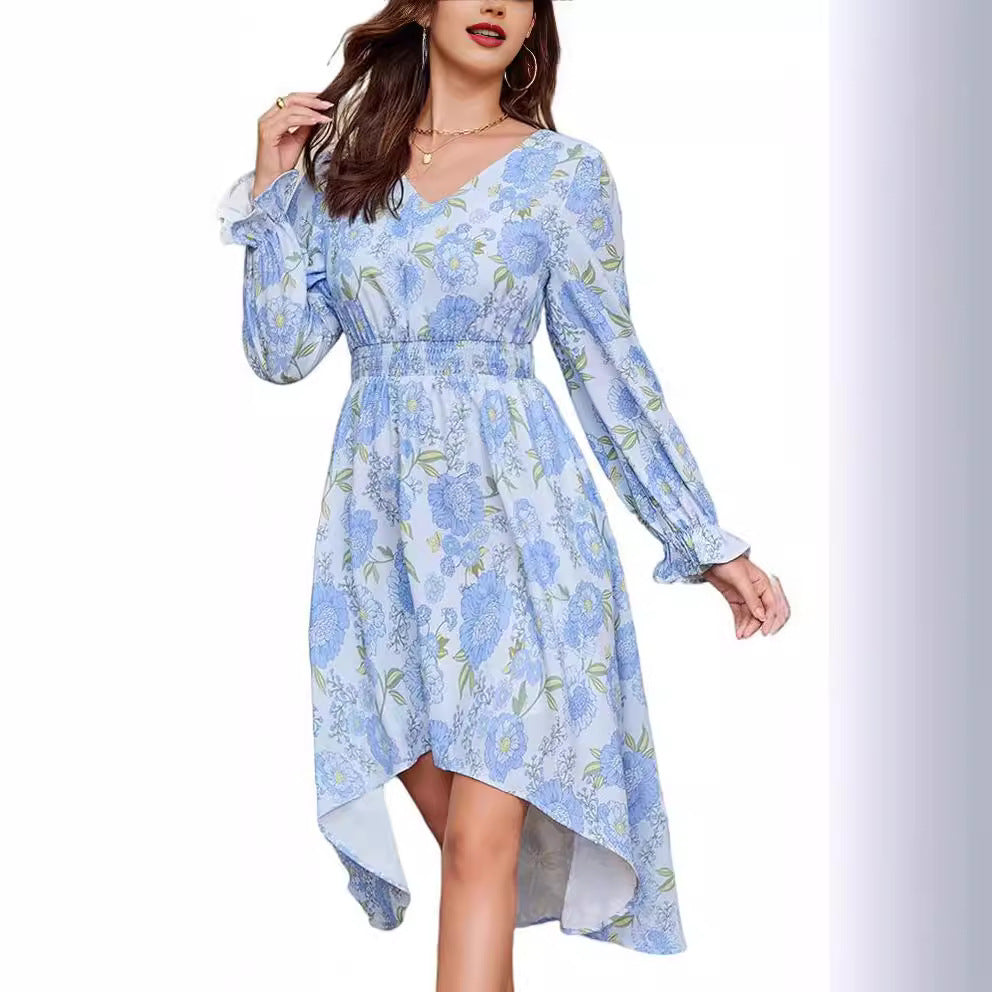Damen Blumenmuster Kleid Drune