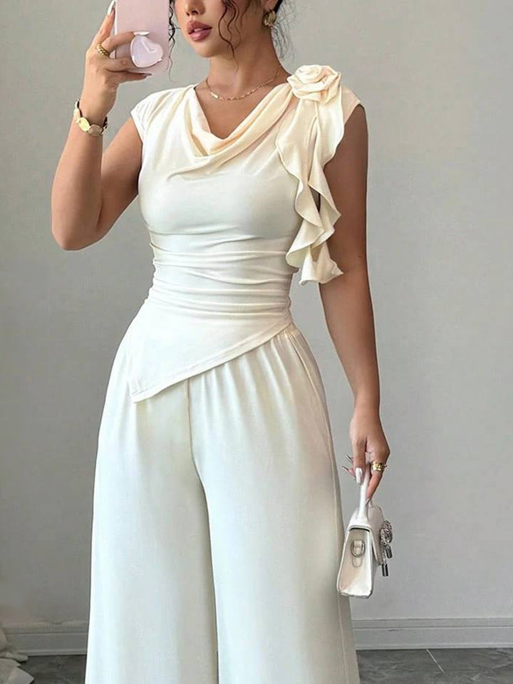 Damen Elegantes Jumpsuit mit Rüschendetails Drune