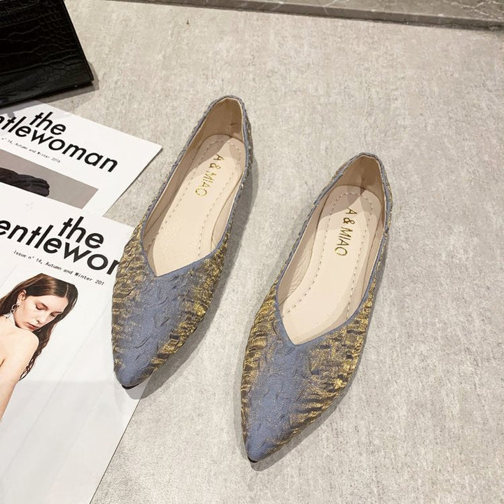 Damen Ballerinas mit spitz zulaufendem Design und strukturiertem Obermaterial Drune