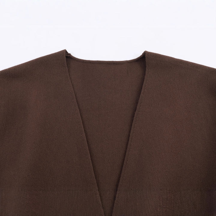 Damen 100+ Wickelcardigan mit Taillengürtel, Ballonärmeln und ausgestelltem Saum Drune