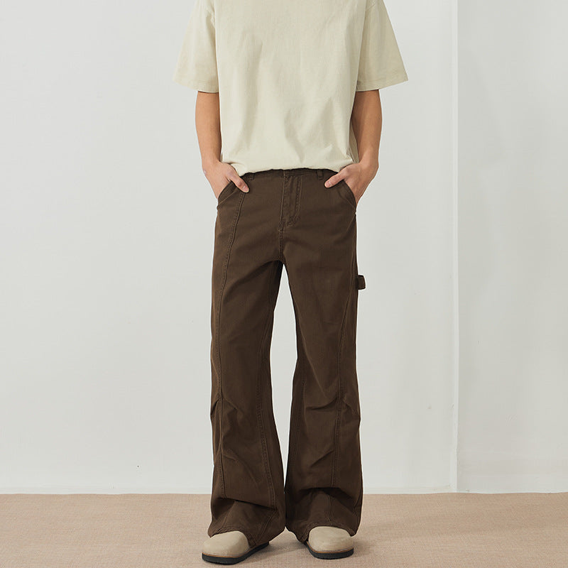 Herren Weite Canvas-Cargohose im Workwear-Stil mit Carpenterschlaufe und geradem Bein Drune