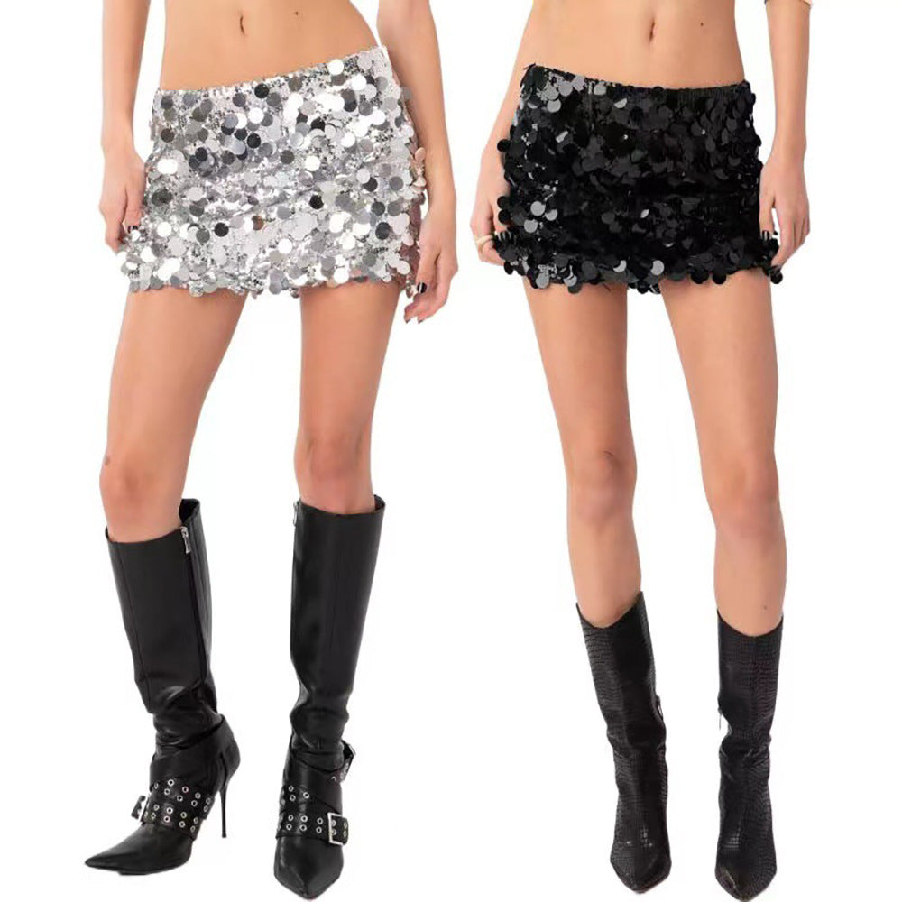 Damen Glitzernder Minirock mit Pailletten Drune
