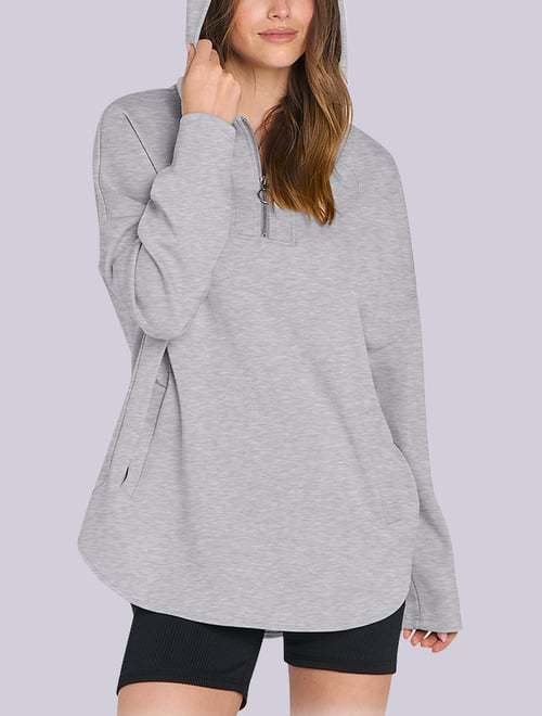 Damen Hoodie mit halbem Reißverschluss und lockerem Schnitt Drune