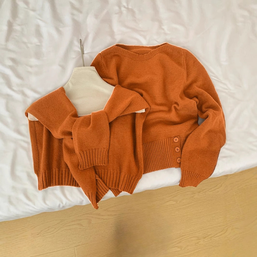 Damen eleganter pullover mit abnehmbarem Kragen Drune