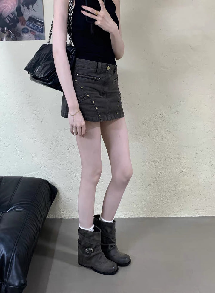 Damen Modische Stiefel mit Dekorativem Riemen Drune