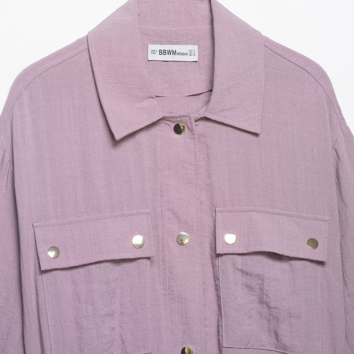 Damen Utility-Overshirt-Jacke mit Kordelzug und aufgesetzten Taschen Drune
