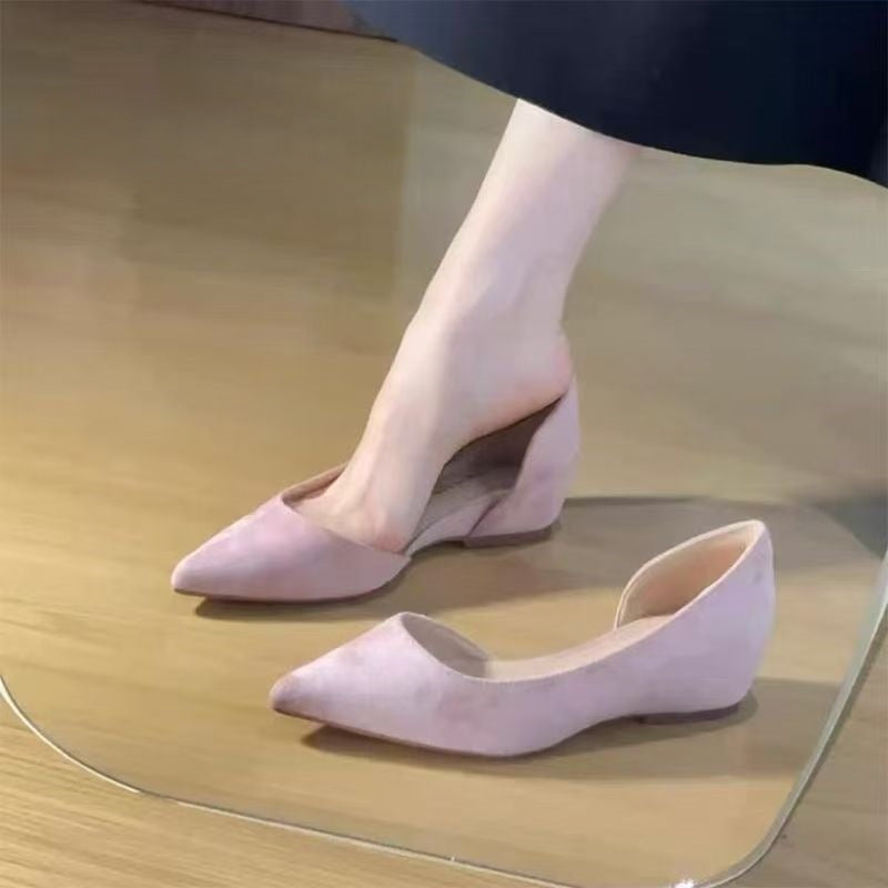 Damen Elegante Wildleder-D'Orsay Keil-Pumps Drune