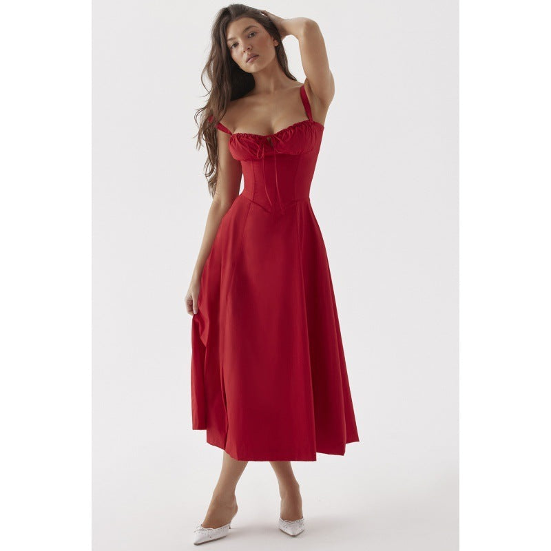 Damen Maxikleid mit floralem Design und elegantem Schlitz Drune