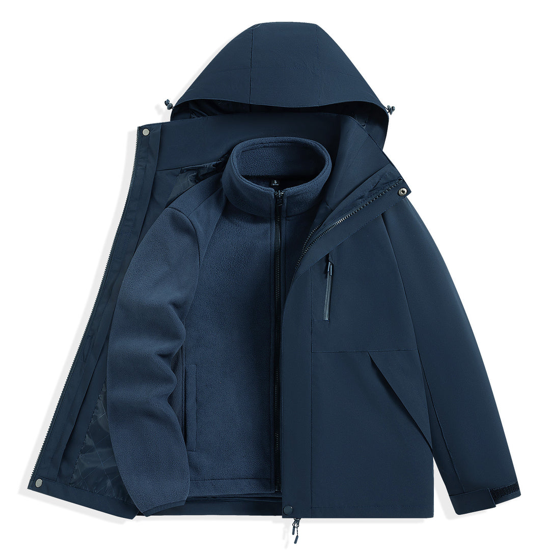 Herren zweilagiger Outdoorparka mit herausnehmbarer Fleece-Innenjacke und Kapuze Drune