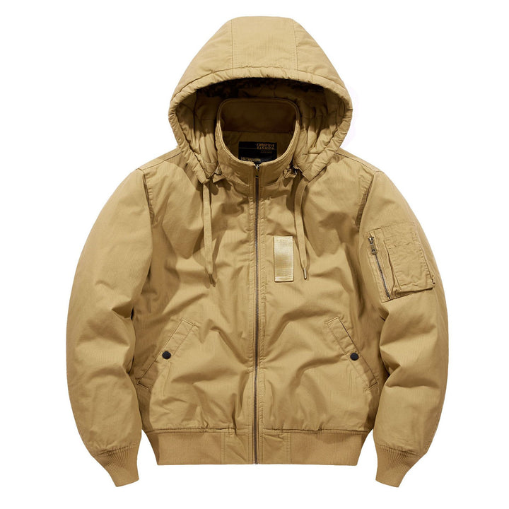 Herren  Kapuzen Stepp Thermal Bomberjacke mit Utility-Tasche an den Ärmeln und gerippten Besätzen Drune