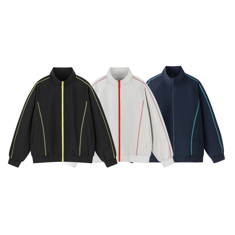 Herren Leichte Raglan-Bomberjacke mit kontrastierenden Flatlock‑Nähten und Stehkragen Drune