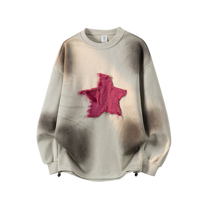 Damen Oversize-Sweatshirt mit gesticktem Schriftzug, abgerundetem Saum & überschnittener Schulter Drune