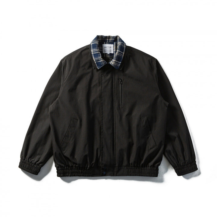 Herren Kurzgeschnittene Boxy-Übergangsjacke mit kariertem Kragen und elastischem Saum Drune
