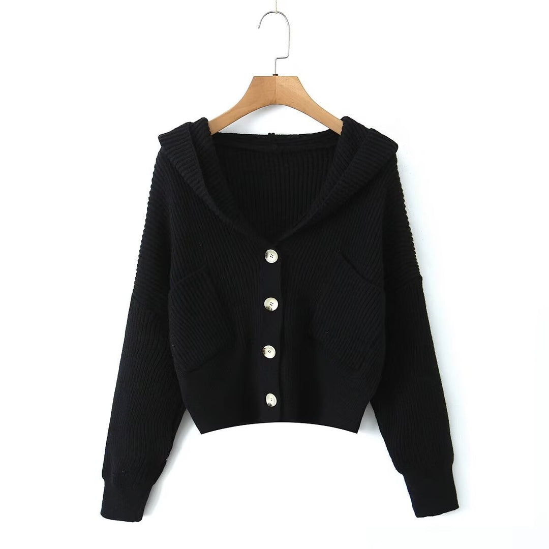 Damen lässige Strickjacke mit Kapuze und praktischen Taschen Drune