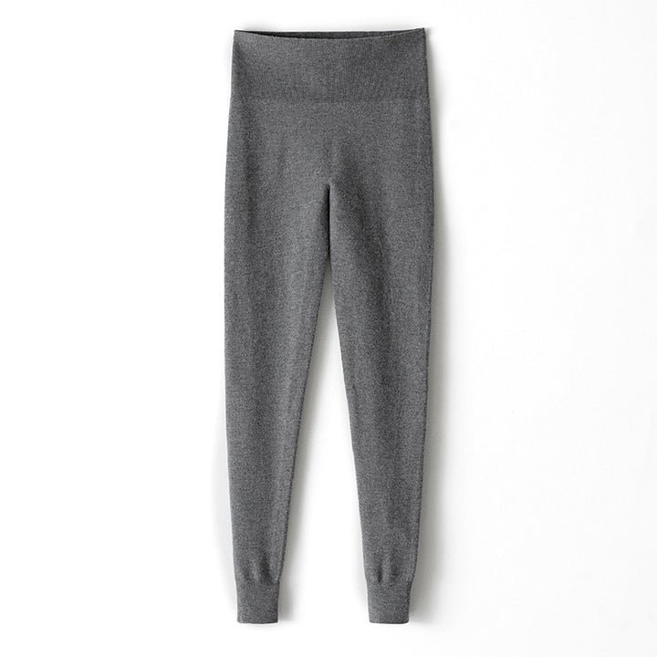 Damen Thermo-Feinstrick-Leggings mit hoher Taille und geripptem Knöchelabschluss Drune