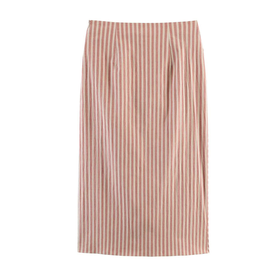 Damen Wickelrock mit diagonalem Streifenmuster und eleganter Drapierung Drune
