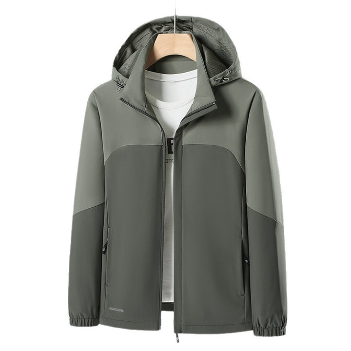 Herren Leichte Softshell-Windjacke mit Kapuze, wasserabweisender Membran und Reißverschlusstaschen Drune