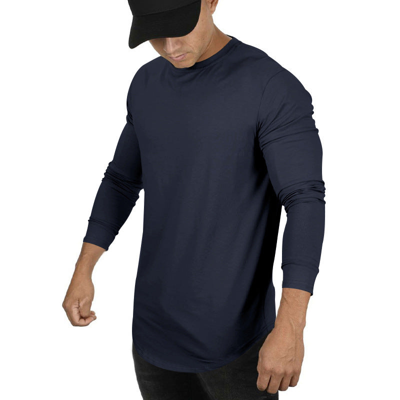 Herren Langarmshirt mit verlängertem Rundsaum und schmalem Schnitt aus elastischem Funktionsjersey Drune