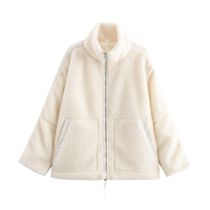 Damen Kuschelige Fleecejacke mit hohem Kragen und praktischen Taschen Drune