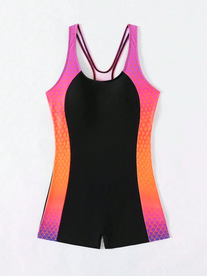 Damen Stilvoller Schwimmanzug mit V-Ausschnitt Drune