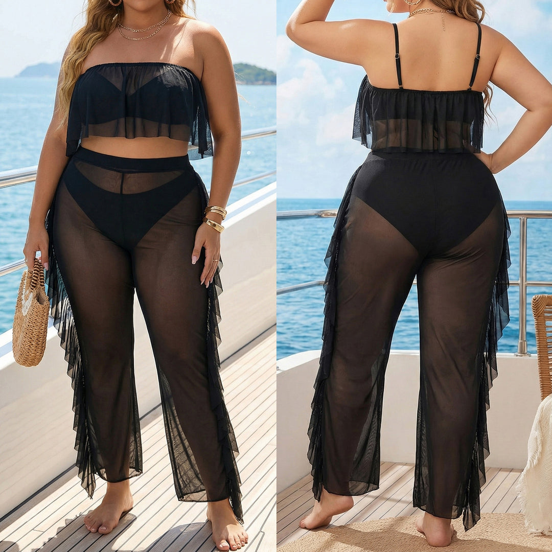 Damen eleganter Strand-Bikini-Set mit fransigen Akzenten Drune
