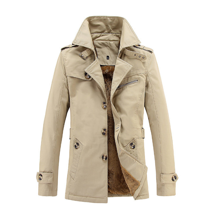 Herren nan legerer Baumwoll-Blazer mit Knopfleiste, aufgesetzten Taschen und gestreiftem Innenfutter Drune