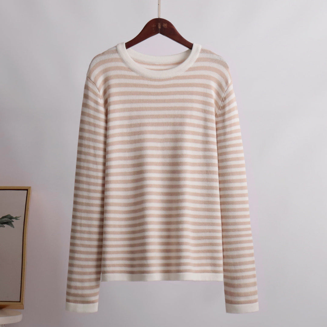 Damen gestreifter, lässiger Pullover aus hochwertigem Baumwollmix Drune