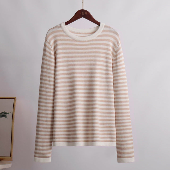 Damen gestreifter, lässiger Pullover aus hochwertigem Baumwollmix Drune