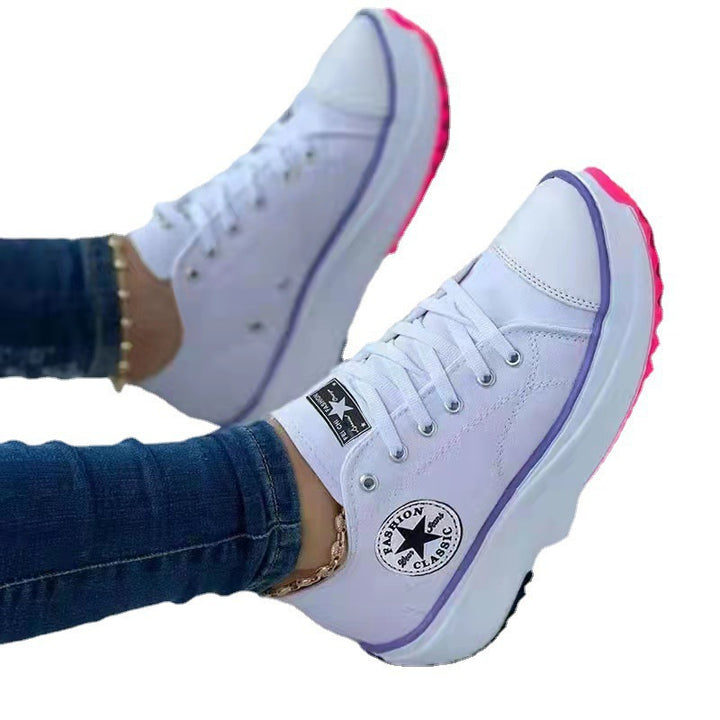 Damen Plateau-Canvas-Sneaker mit verstärkter Zehenkappe, profilierter Gummisohle und gepolstertem Schaft Drune