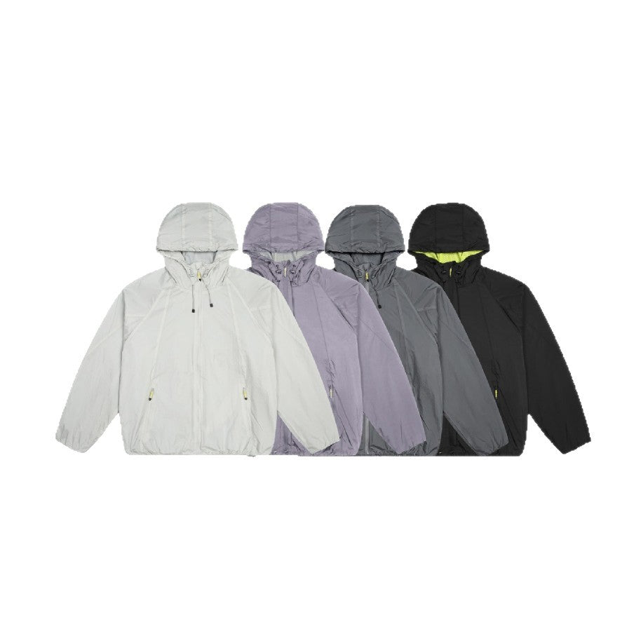 Unisex Leichter Windbreaker mit verstellbarer Kapuze, packbarer Nylonjacke Drune