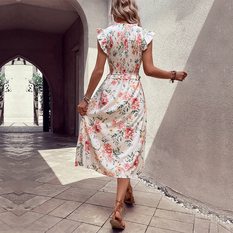 Damen Maxikleid mit floralem Muster und elegantem Schlitz Drune