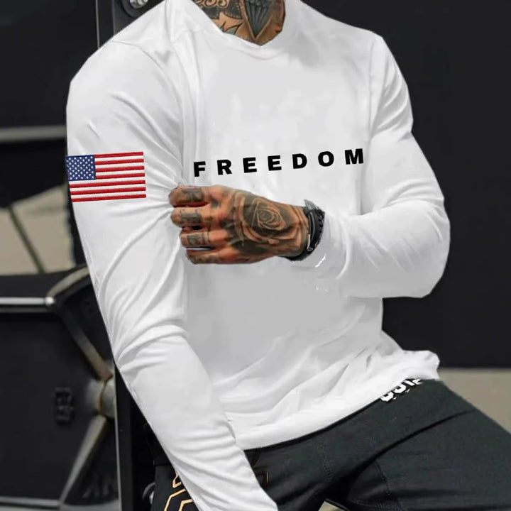 Herren Langarmshirt mit amerikanischem Flaggenmotiv Drune