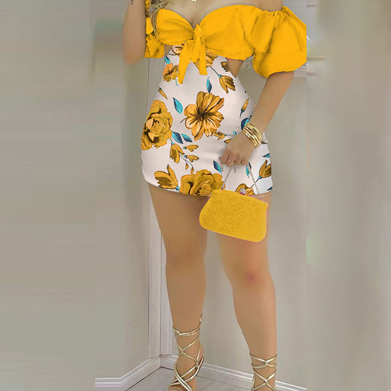Damen Bodycon Kleid mit auffälligen Rüschenärmeln und tiefem Dekolleté Drune