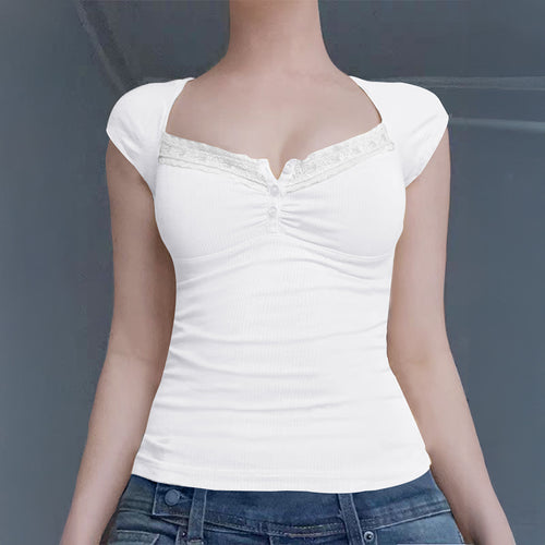 Damen Ripp-Trägershirt mit setzen Spitze Drune