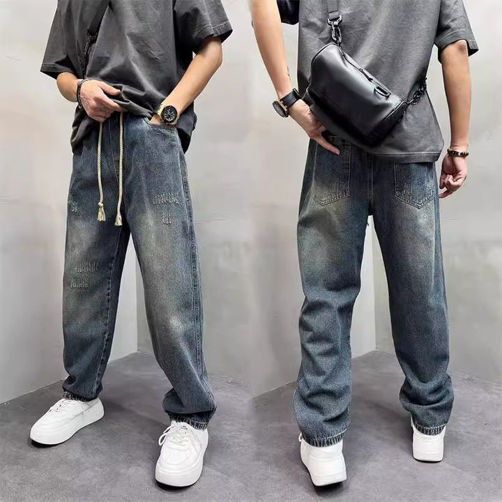 Herren Lässige Distressed Jeans mit weitem Schnitt Drune