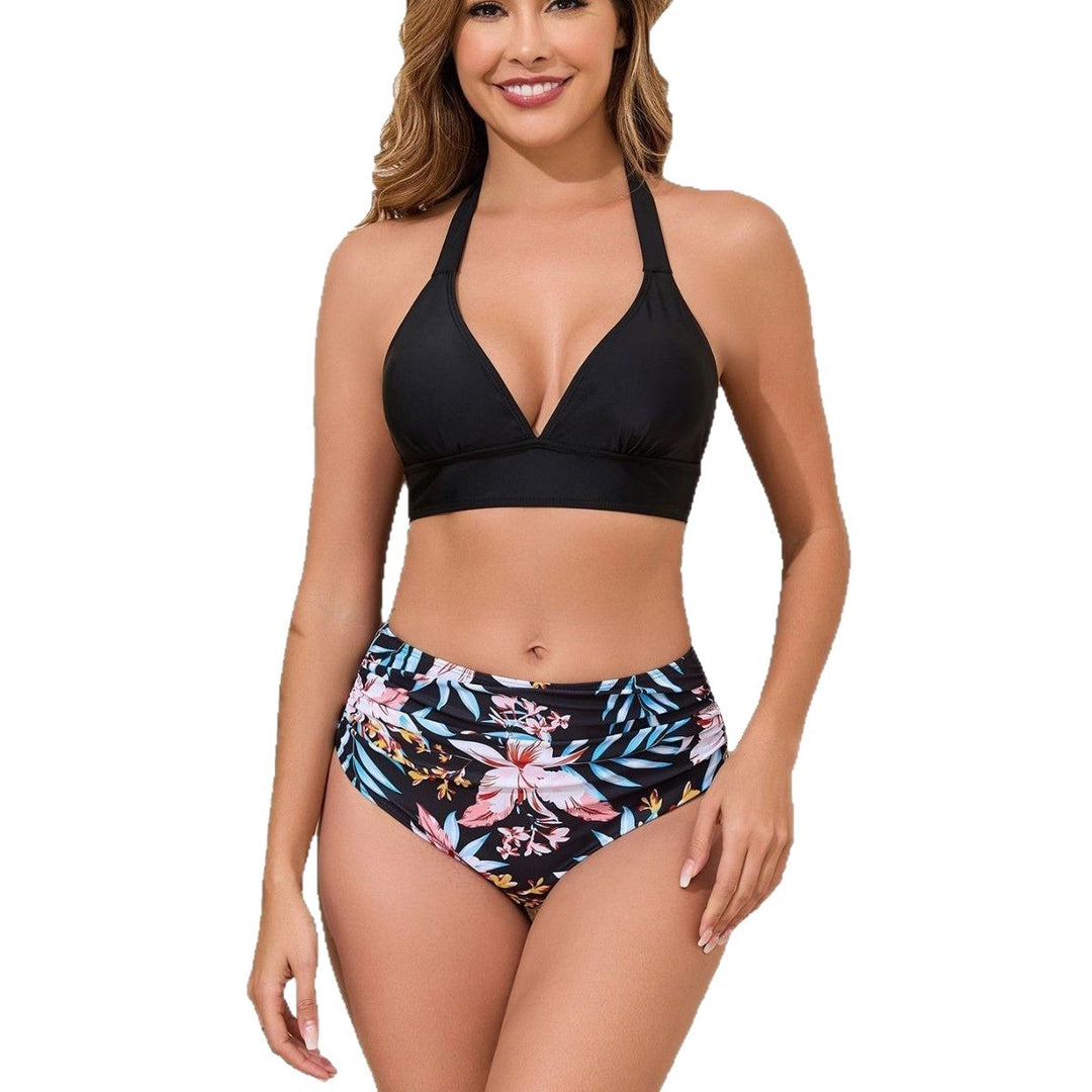 Damen Hochgeschnittener Bikini mit floralem Design Drune