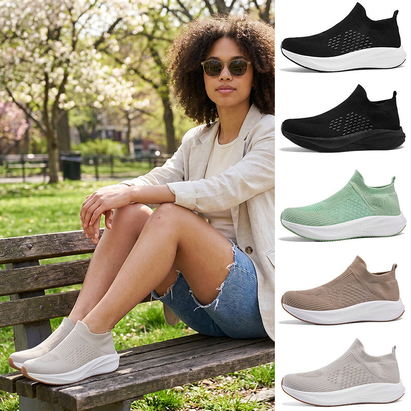 Damen Strick-Slip-On Sneaker mit nahtlosem Elastikschaft und dämpfender Plateau-Sohle Drune