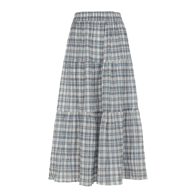 Damen Maxirock mit voluminösem Rüschen-Design und klassischem Karo-Muster Drune