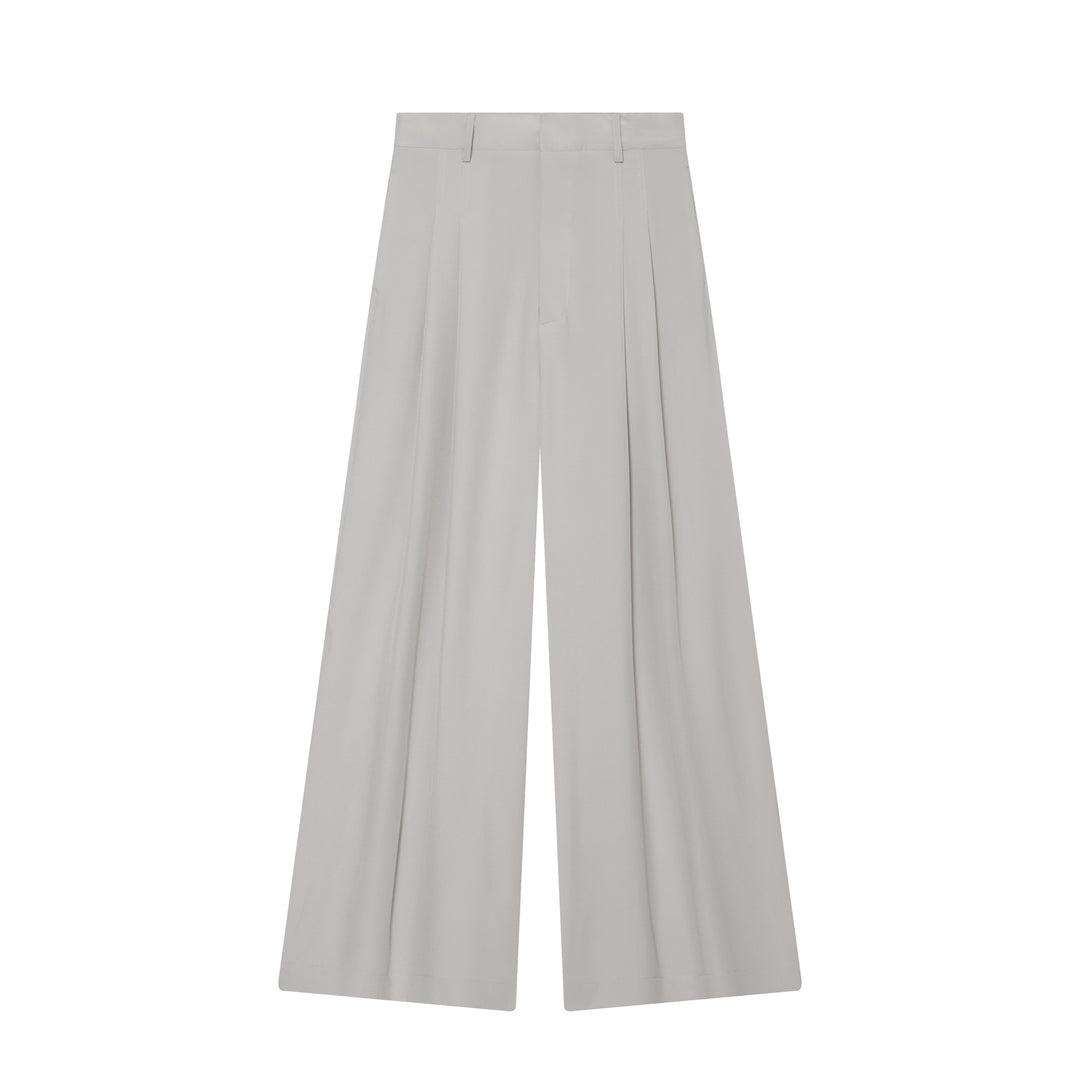 Damen nan hochtaillierte weite Bundfalten-Hose mit weitem Bein und Bügelfalte Drune