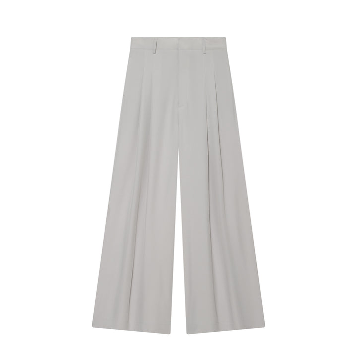 Damen nan hochtaillierte weite Bundfalten-Hose mit weitem Bein und Bügelfalte Drune