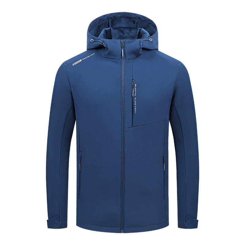 Herren Leichte Softshell-Kapuzenjacke mit elastischem Schnitt, wasserabweisender Membran und Brustreißverschlusstasche Drune