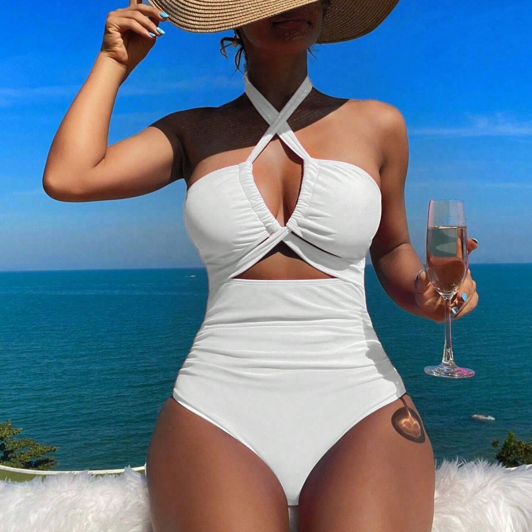 Damen Eleganter Einteiler Badeanzug mit betontem Schnitt Drune