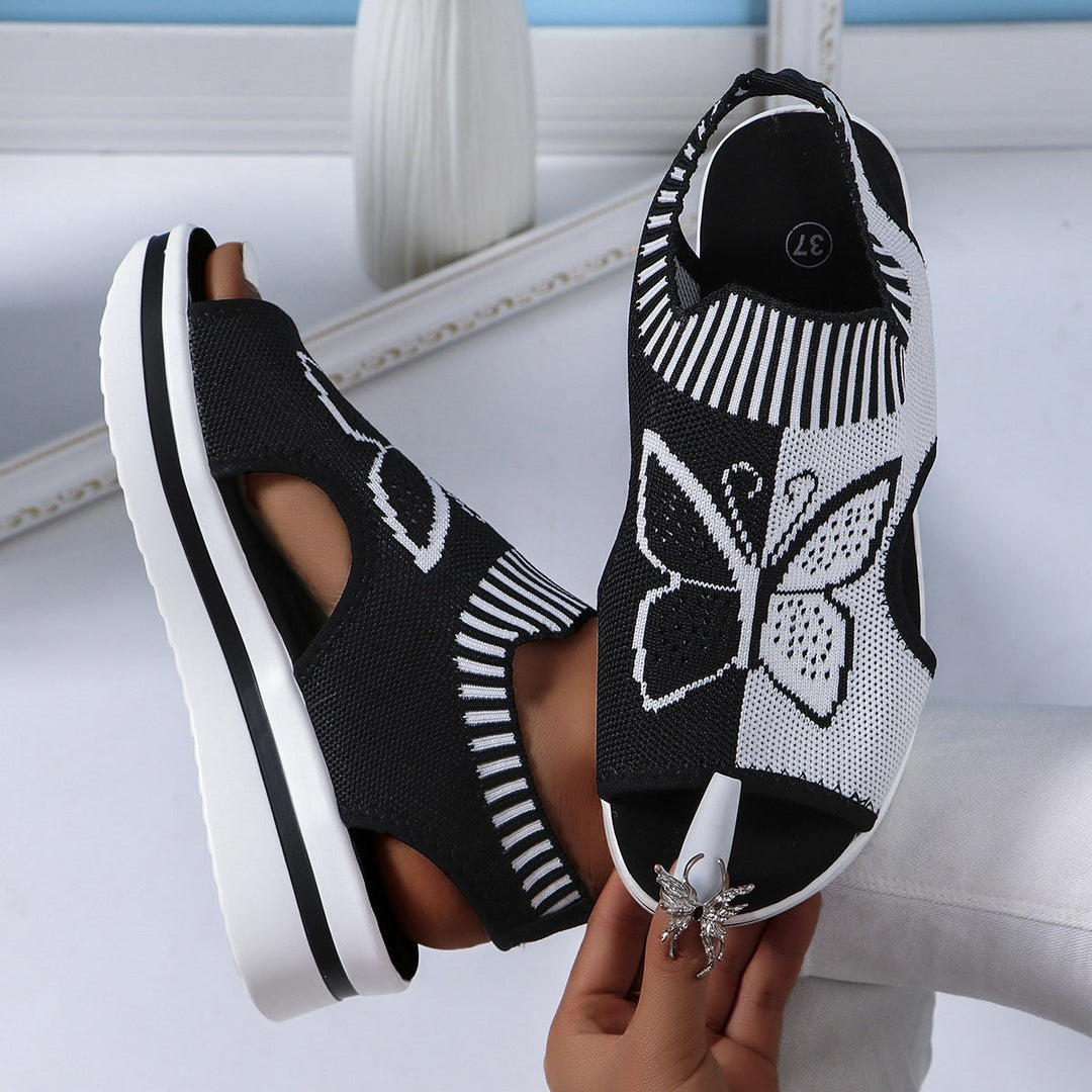 Damen Sportliche Plateau-Sandalen mit modischem Schmetterlingsdesign Drune
