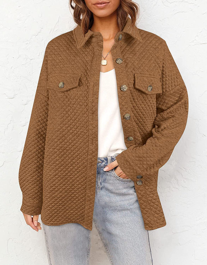 Damen Steppjacke mit Knopfleiste und Taschen Drune