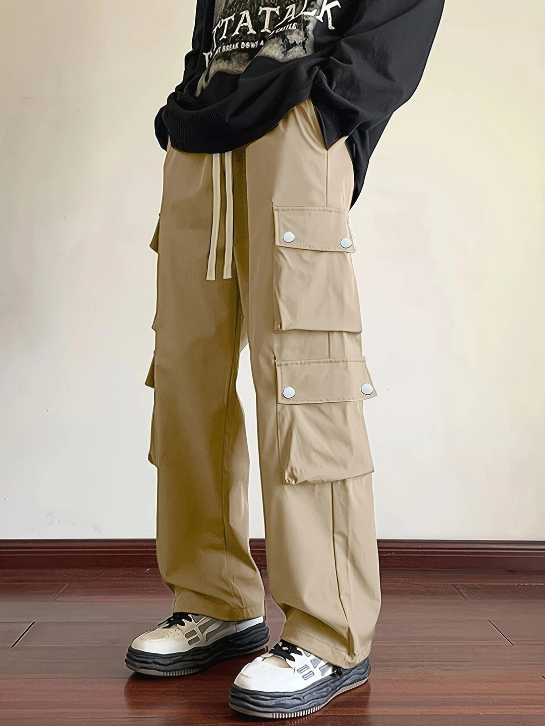 Herren Locker geschnittene Cargo-Jogginghose mit Tunnelzug & Mehrfachtaschen Drune